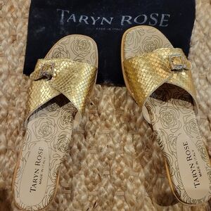 Taryn Rose Sandals With Rhinestone Buckles